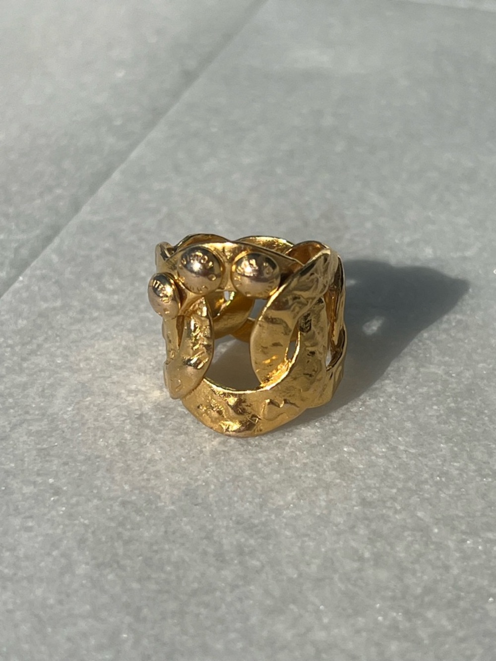 Louis Vuitton Martele hammered gold ring